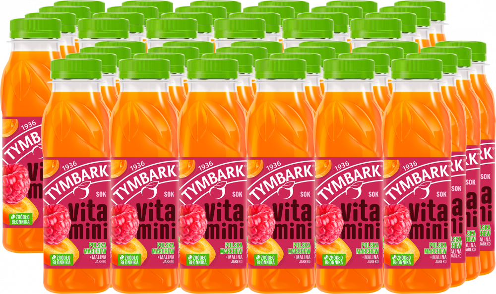 48x Sok Vitamini Tymbark, malina-marchew-jabłko, butelka PET, 0.3l