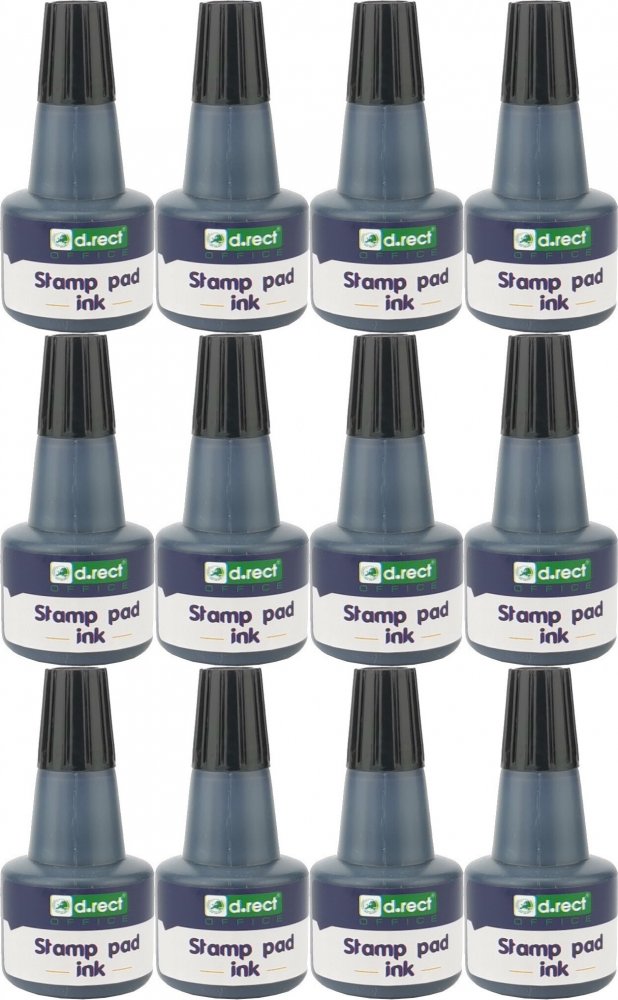 12x Tusz do stempli D.Rect, 25ml, czarny