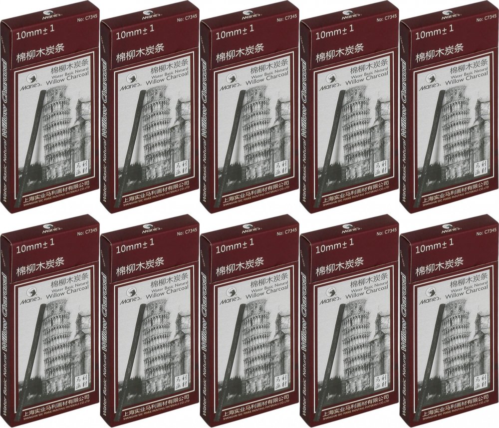 10x Węgiel naturalny C 7345 Maries, 5 sztuk, 10 mm, czarny