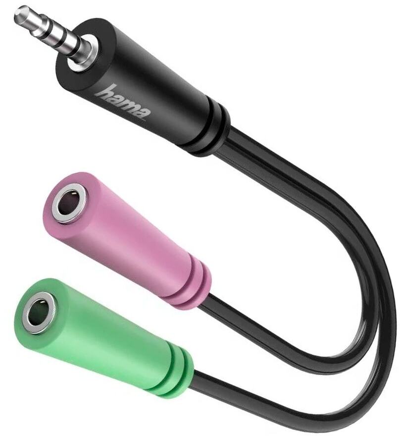 Adapter Hama, 3.5mm jack 4PIN - 2x 3.5mm jack