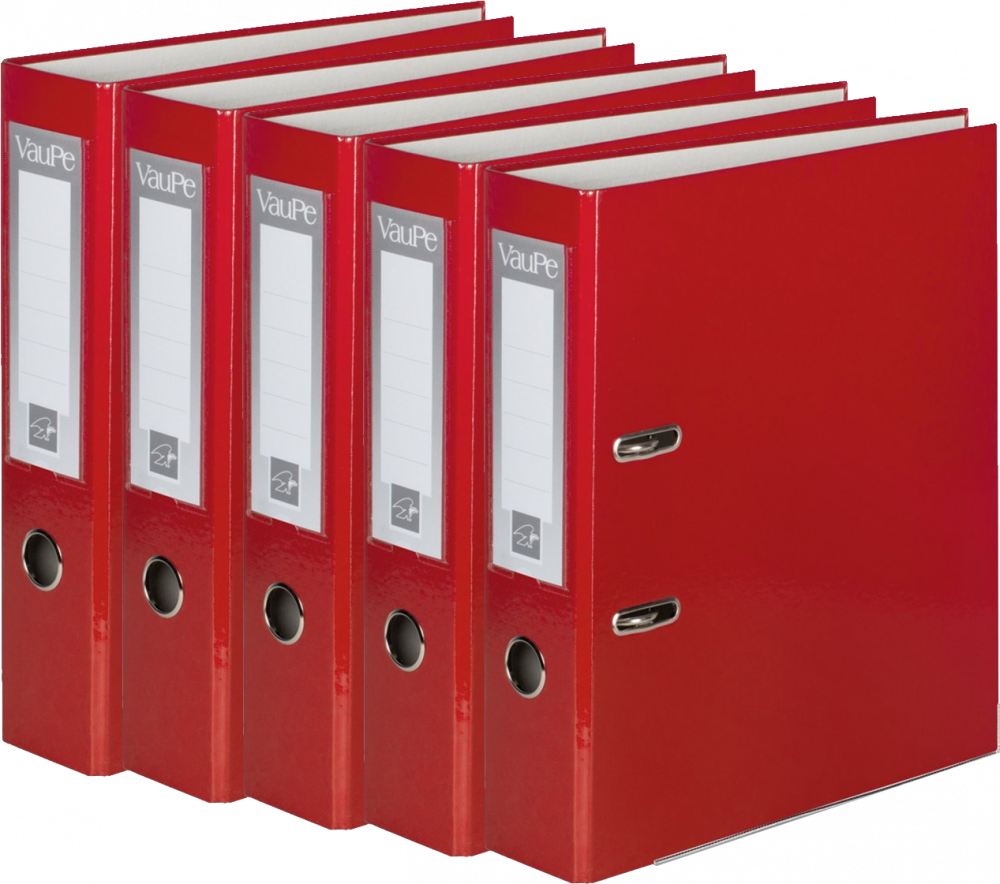 5x Segregator A4 VauPe FCK, 75mm, do 500 kartek, czerwony