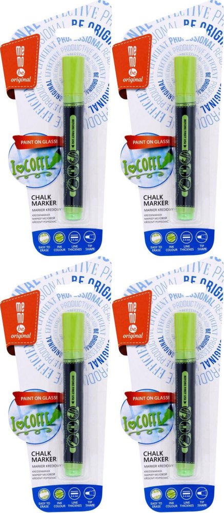 4x Marker kredowy MemoBe, okrągła, 2-3mm, zielony neonowy