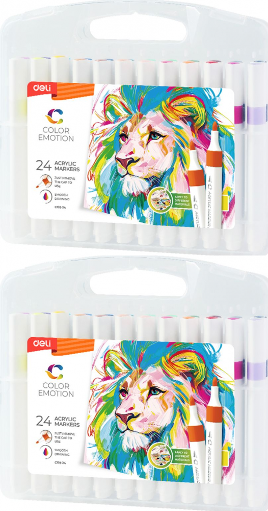 2x Pisak akrylowy Deli, 24 sztuki, mix kolorów