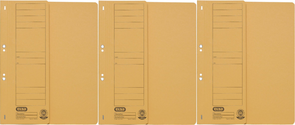 3x skoroszyt kartonowy oczkowy Elba, 1/2 A4, do 150 kartek, 250g/m2, żółty