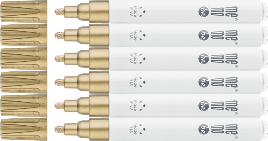 6x Marker olejowy MemoBe MM301, okrągła, 2-4mm, złoty