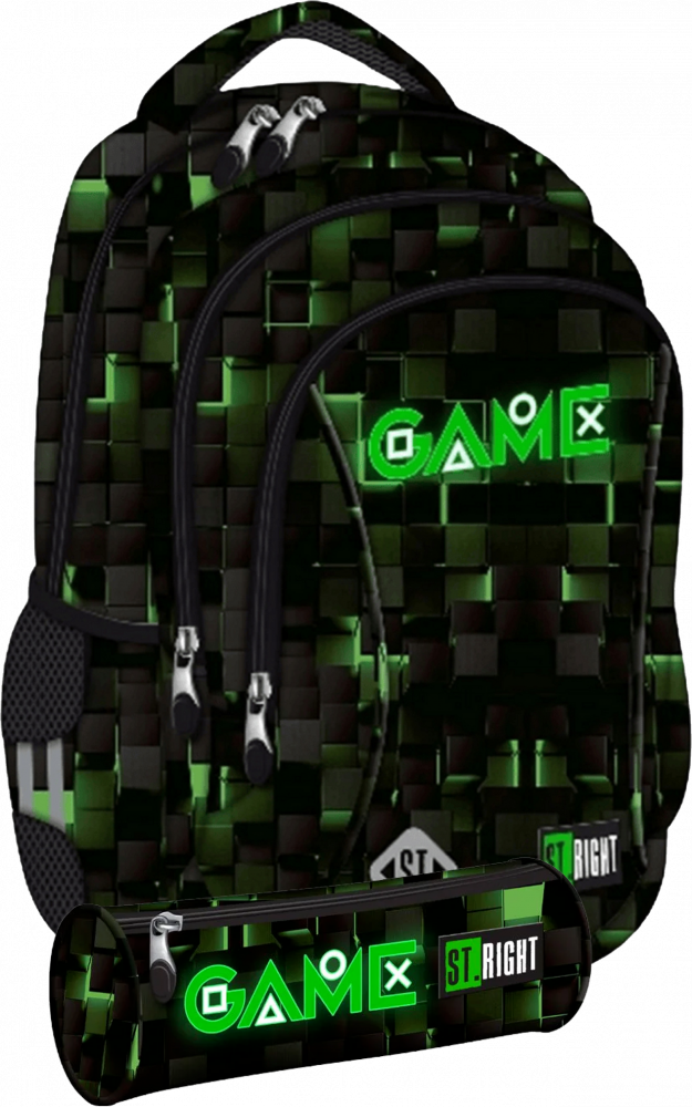 Zestaw: Plecak + piórnik tuba St.Right Green Game