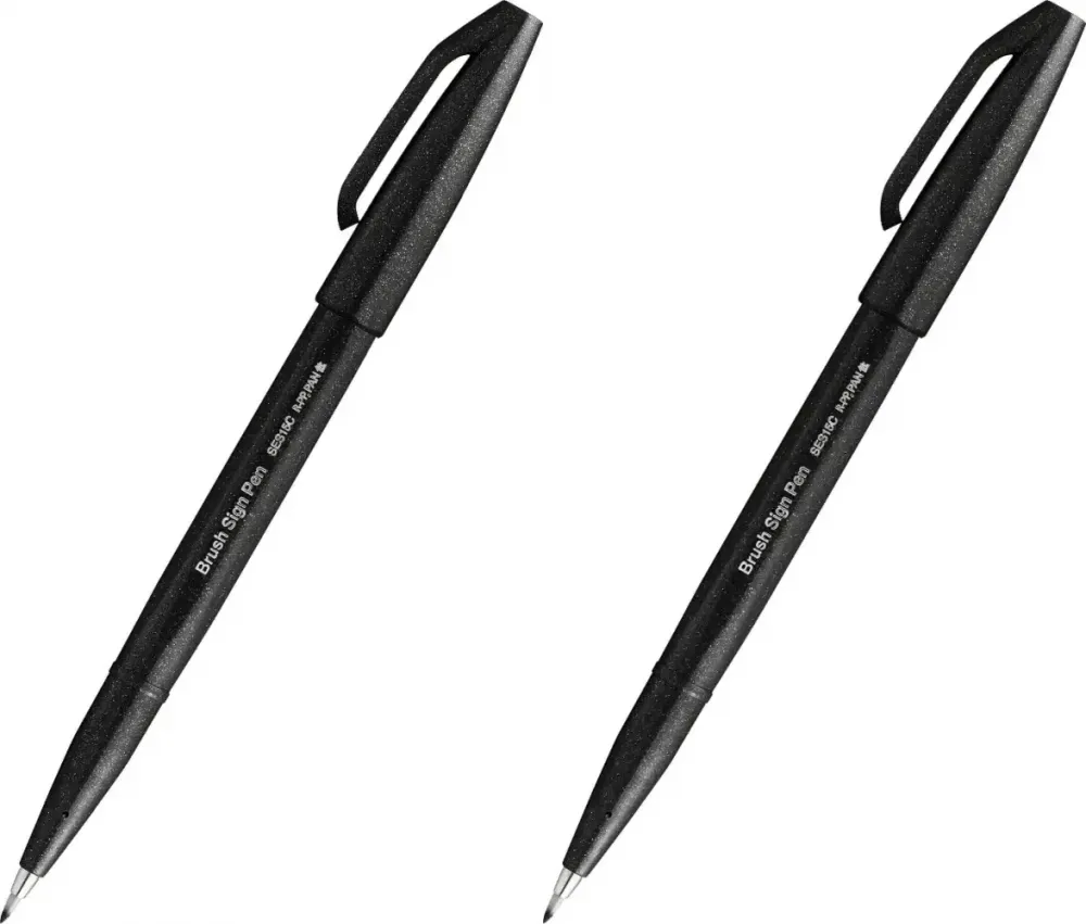 2x Pisak pędzelkowy do kaligrafii Pentel Brush Sign Pen SES15C, 2.07mm, czarny