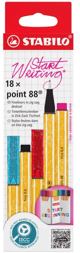 Cienkopis Stabilo Point 88 8818/5 , 0.4mm, 18 sztuk, w opakowaniu zig-zag, mix kolorów