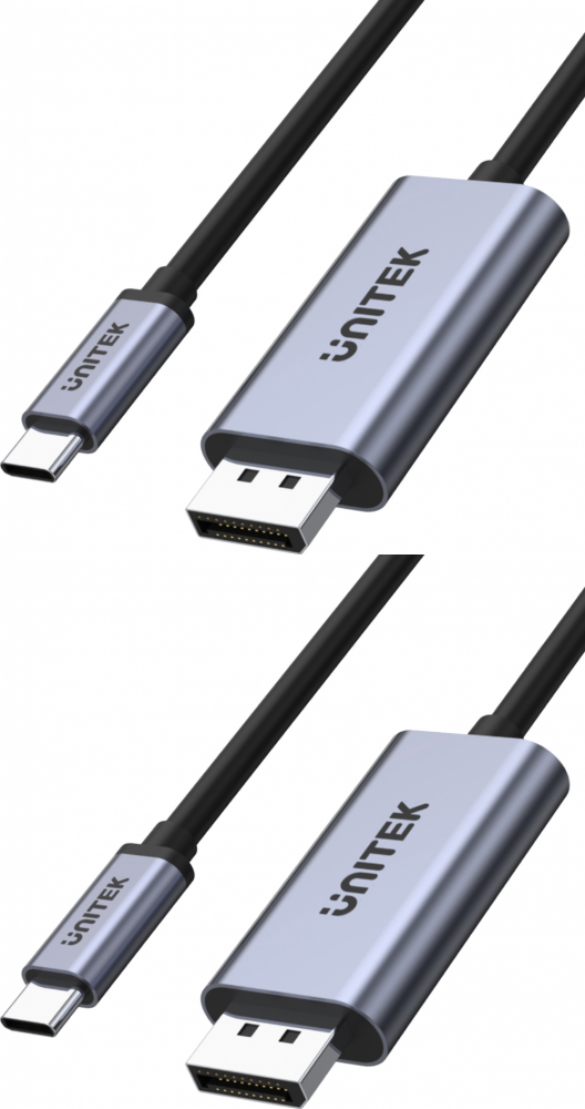 2x Adapter Unitek V1409A, USB-C na DP 1.2, 1.8m, szary