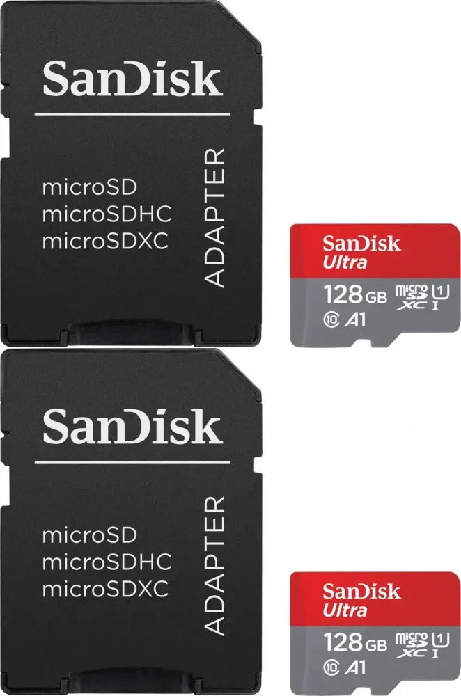 2x Karta pamięci SanDisk Ultra microSDXC 128GB+SD adapter, 140MB/s, A1 Class 10 UHS-I