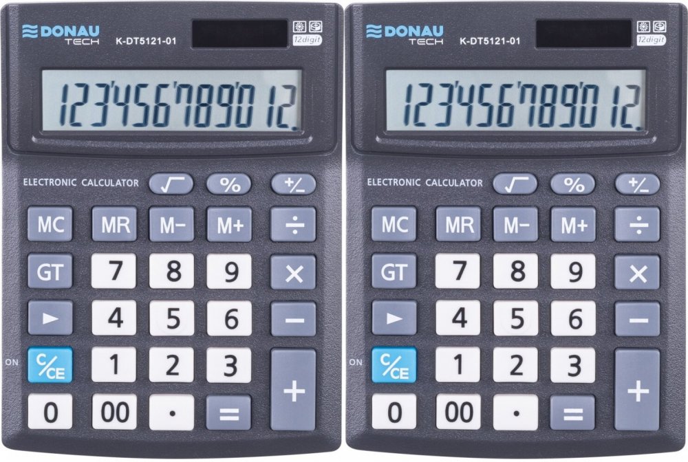 2x Kalkulator biurowy Donau Tech Office, 12-cyfr, czarny