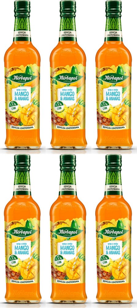 6x Syrop Herbapol Sezonowe Smaki, mango i ananas, 420ml