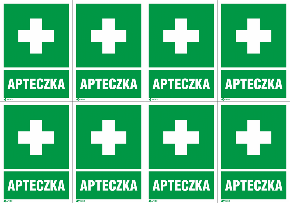 8x Tabliczka informacyjna Anro "Apteczka", 220x300mm