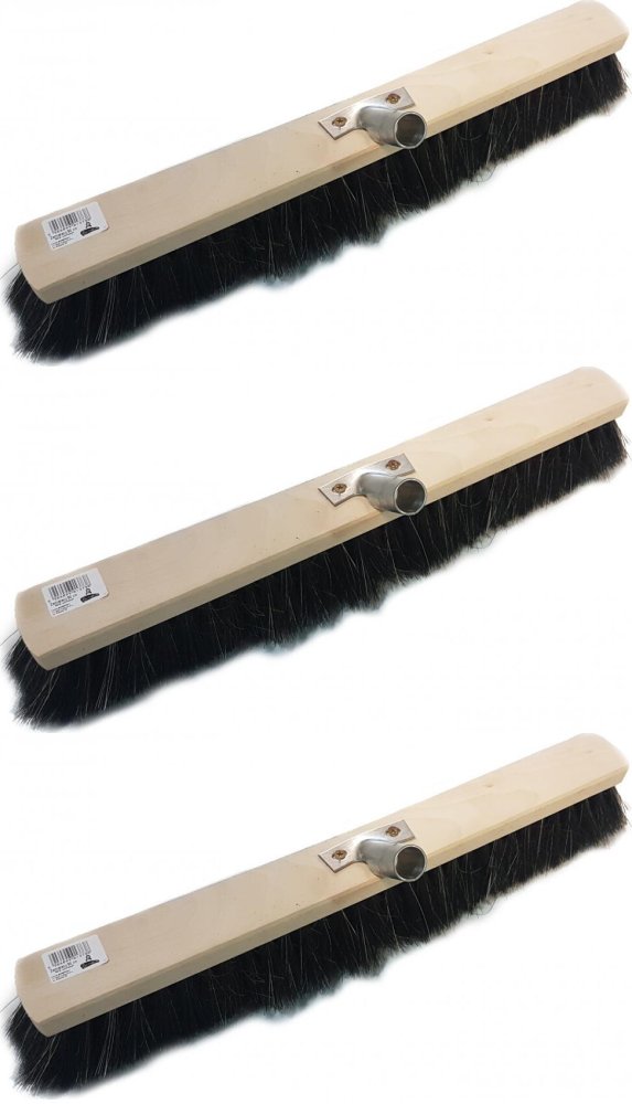 3x Szczotka do zamiatania, z metalowym uchwytem, 50cm, brązowy, końcówka