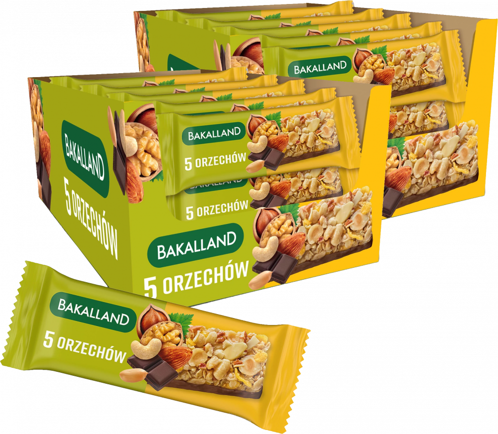 50x Baton zbożowy Bakalland BA! 5 orzechów, 40g