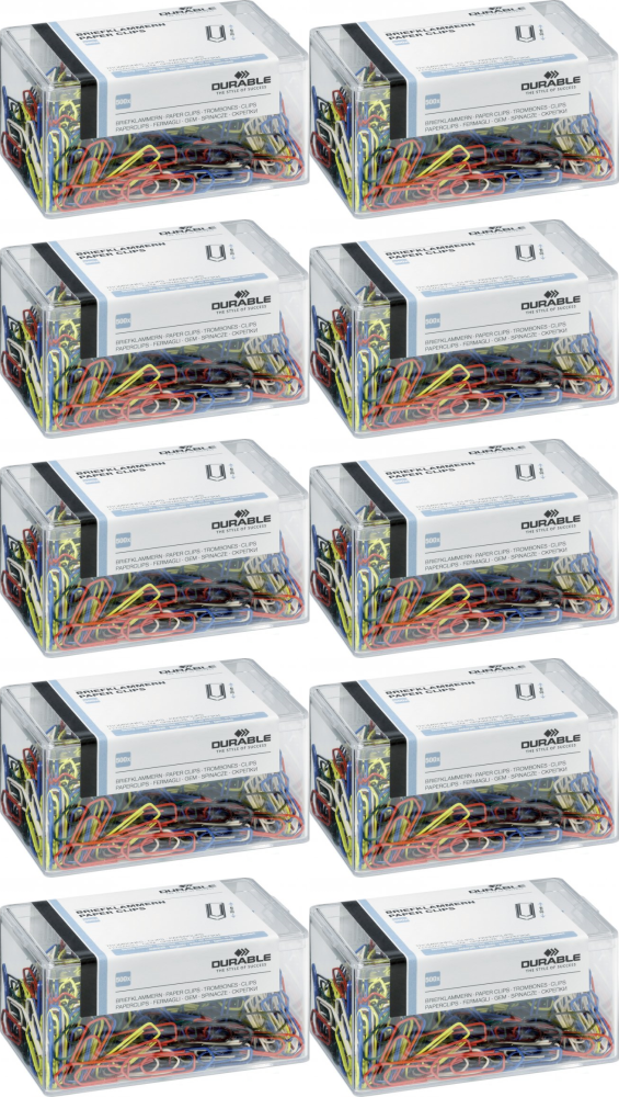10x Spinacz Durable, okrągły, 26mm, 500 sztuk, mix kolorów