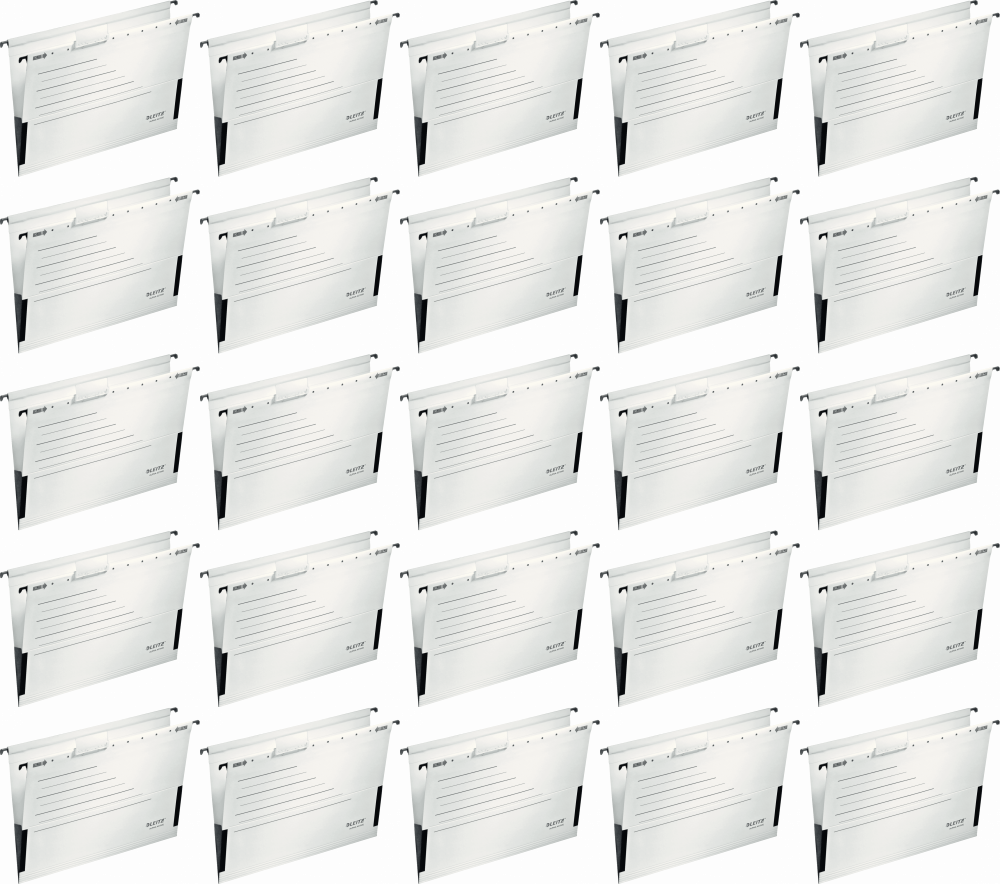 25x Teczka zawieszkowa kartonowa Leitz Alpha Active, A4, z rozciągliwymi bokami, 225g/m2 biały