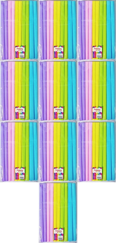 10x Bibuła marszczona Happy Color Pastel, 200x25 cm, 10 sztuk, mix kolorów
