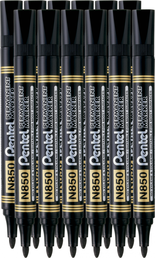12x Marker permanentny Pentel N850, okrągła, 4.5mm, czarny