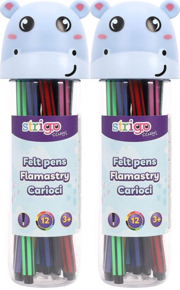 2x Flamastry Strigo Hipopotam SSC477, 12 sztuk, mix kolorów