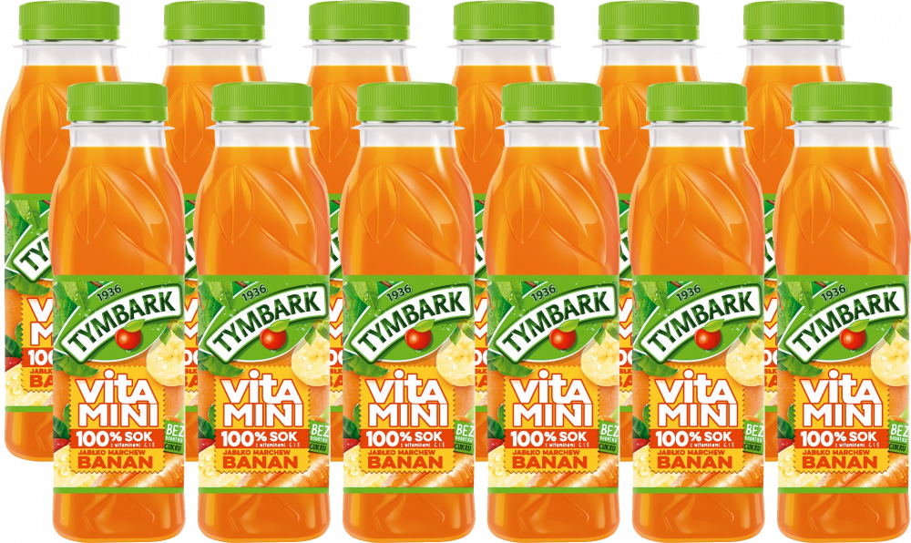 12x Sok Vitamini Tymbark, banan-marchew-jabłko, butelka PET, 0.3l