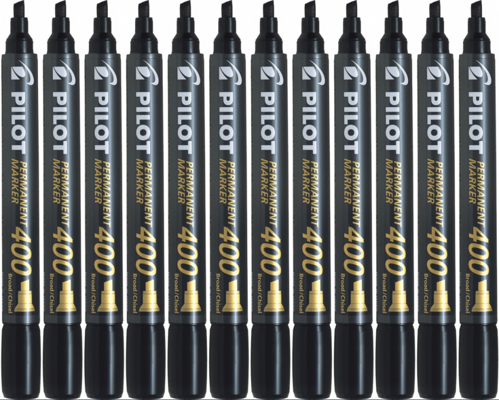 12x Marker permanentny Pilot, SCA 400, ścięta, 4.5mm, czarny