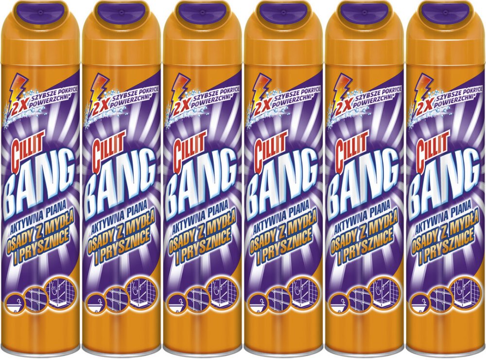6x Środek do czyszczenia Cillit Bang, Aktywna Piana Osady z Mydła i Prysznice, 0.6l