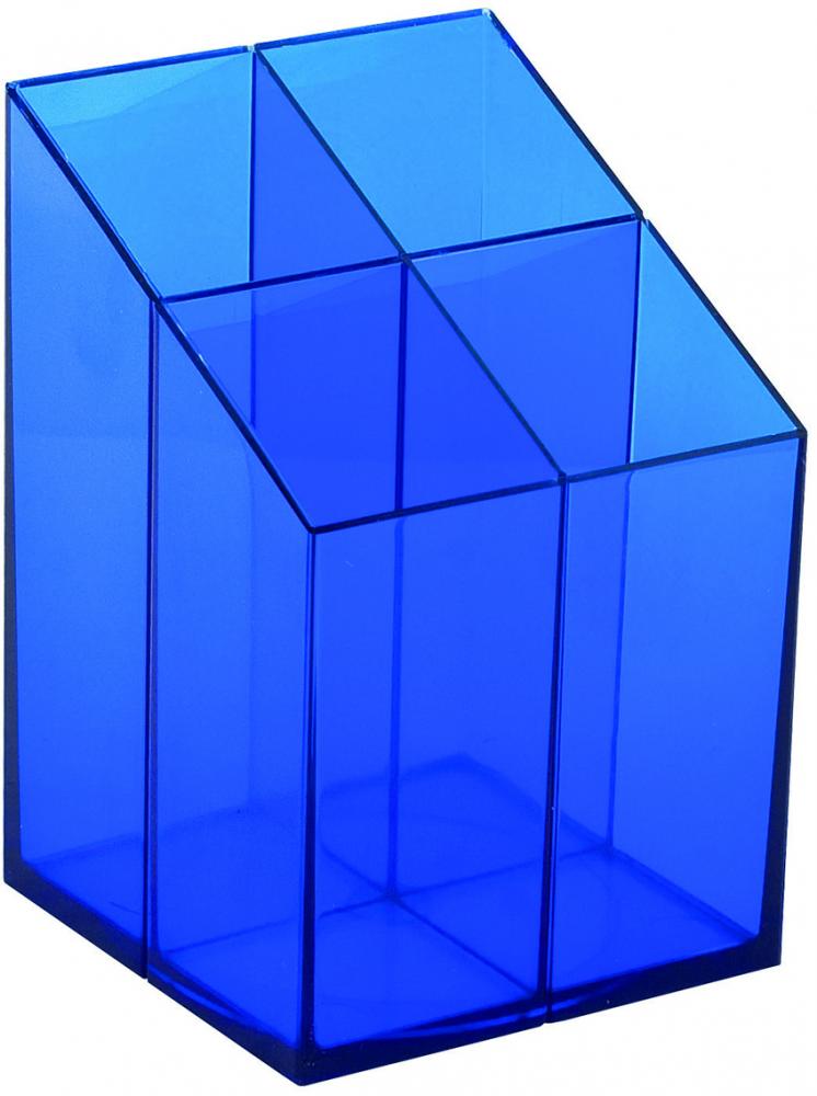 Przybornik na biurko Ico, z przegrodami, 75x75x110mm, niebieski