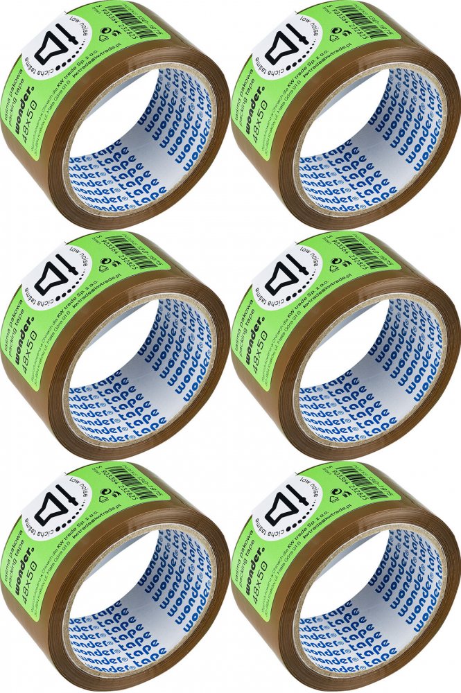 6x Taśma pakowa Grand Wonder, cicha, 48mmx50m, brązowy