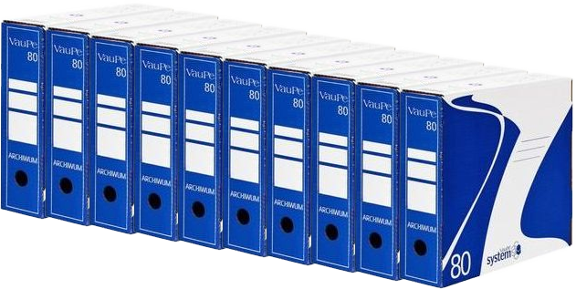 10x Pudło archiwizacyjne VauPe, do luźnych dokumentów, 80mm, niebieski