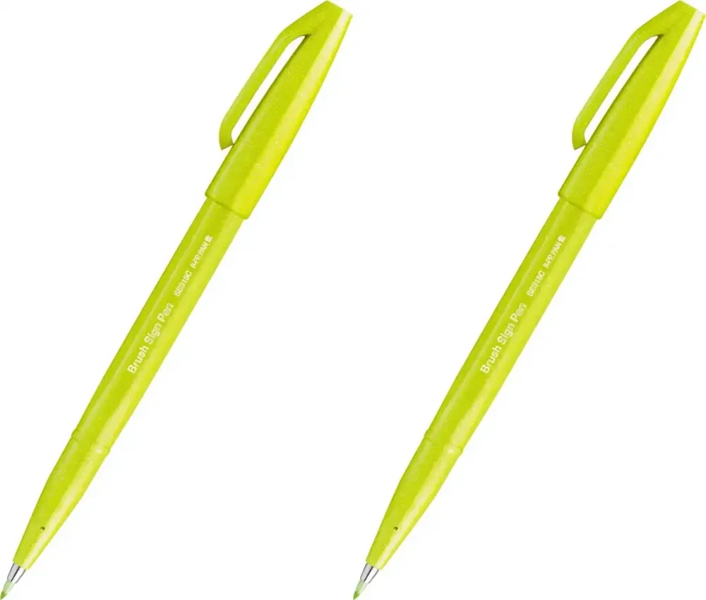 2x Pisak pędzelkowy do kaligrafii Pentel Brush Sign Pen SES15C, 2.07mm, limonkowy