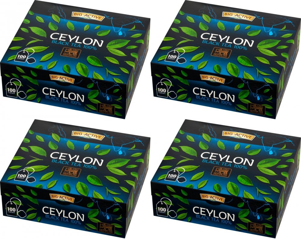 4x Herbata czarna w torebkach Big-Active Ceylon, 100 sztuk x 1.5g