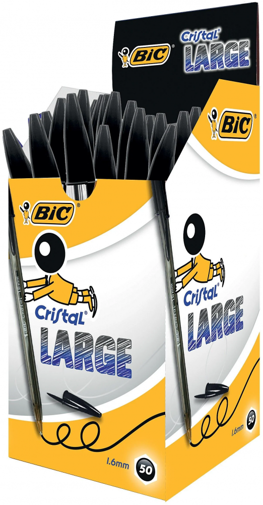 Długopis BIC Cristal Large, 1.6mm, 50 sztuk, czarny