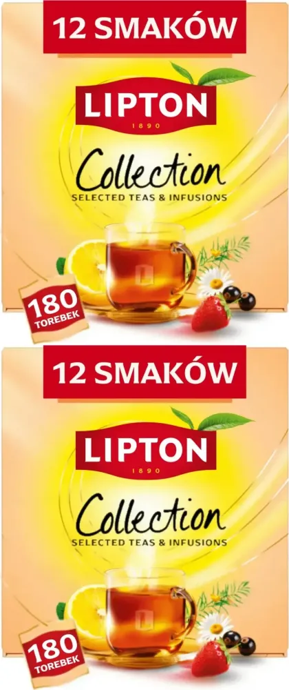 2x Zestaw herbat w kopertach Lipton Variety Pack, 12 smaków, 180 sztuk