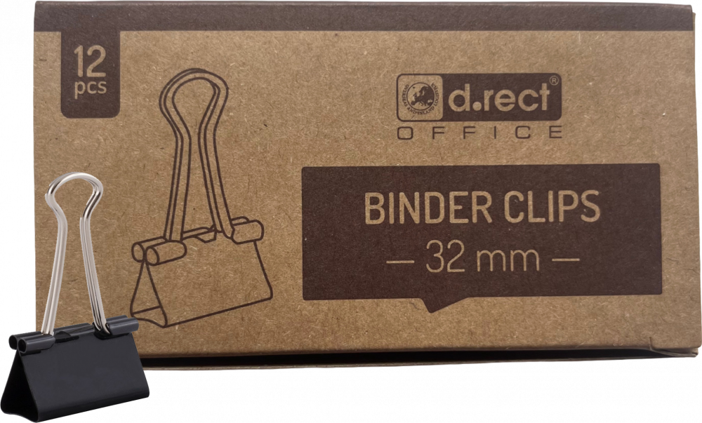 Klip biurowy D.Rect, 32 mm, 12 sztuk, czarny