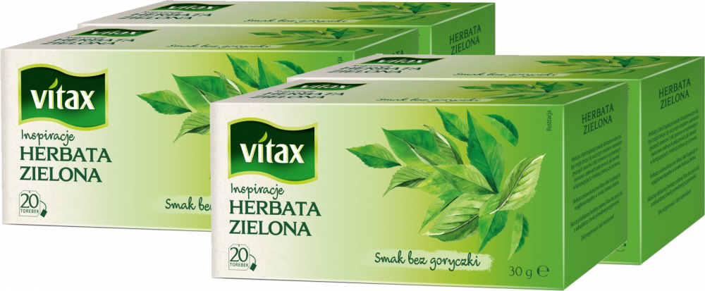 4x Herbata zielona w torebkach Vitax Inspirations, 20 sztuk x 1.5g