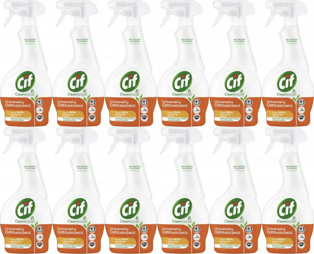 12x Uniwersalny odtłuszczacz Cif Cleanboost, 500ml