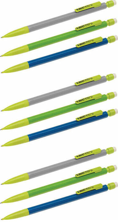 9x Ołówek automatyczny Bic ECOlution Matic Classic, 0.7mm, HB, z gumką, mix kolorów