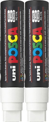 2x Marker Posca PC-17K, z farbą plakatową, ścięta, 15mm, biały