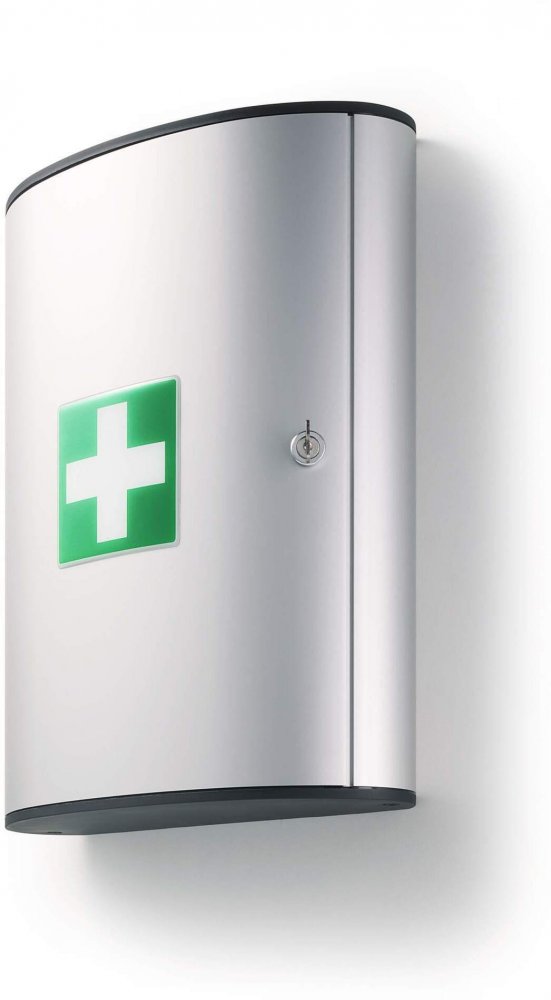 Apteczka ścienna Durable First Aid Box L, 400x302x118mm, z wyposażeniem, srebrny