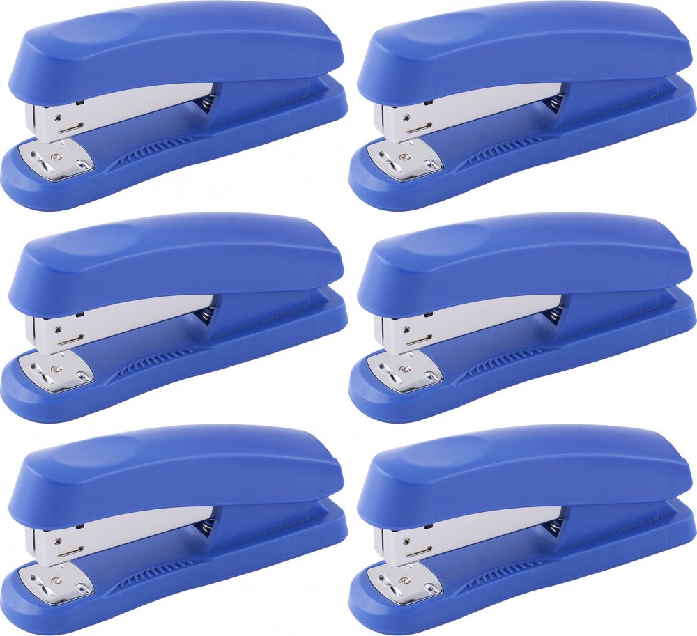 6x Zszywacz biurowy D.Rect 325, do 25 kartek, niebieski