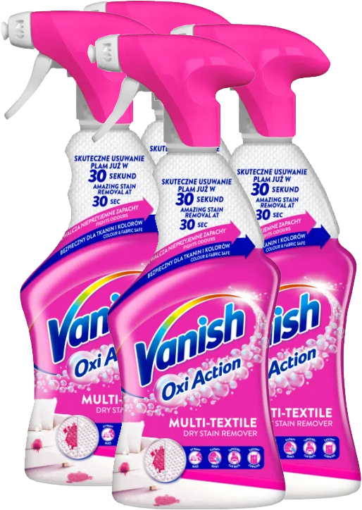 4x Odplamiacz do dywanów i tapicerki Vanish Oxi Action Plus, z rozpylaczem, 500ml