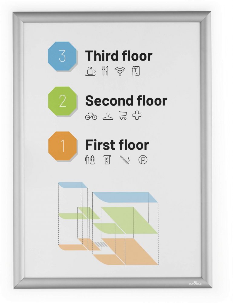Ramka zatrzaskowa Durable, aluminiowa, A2, srebrny