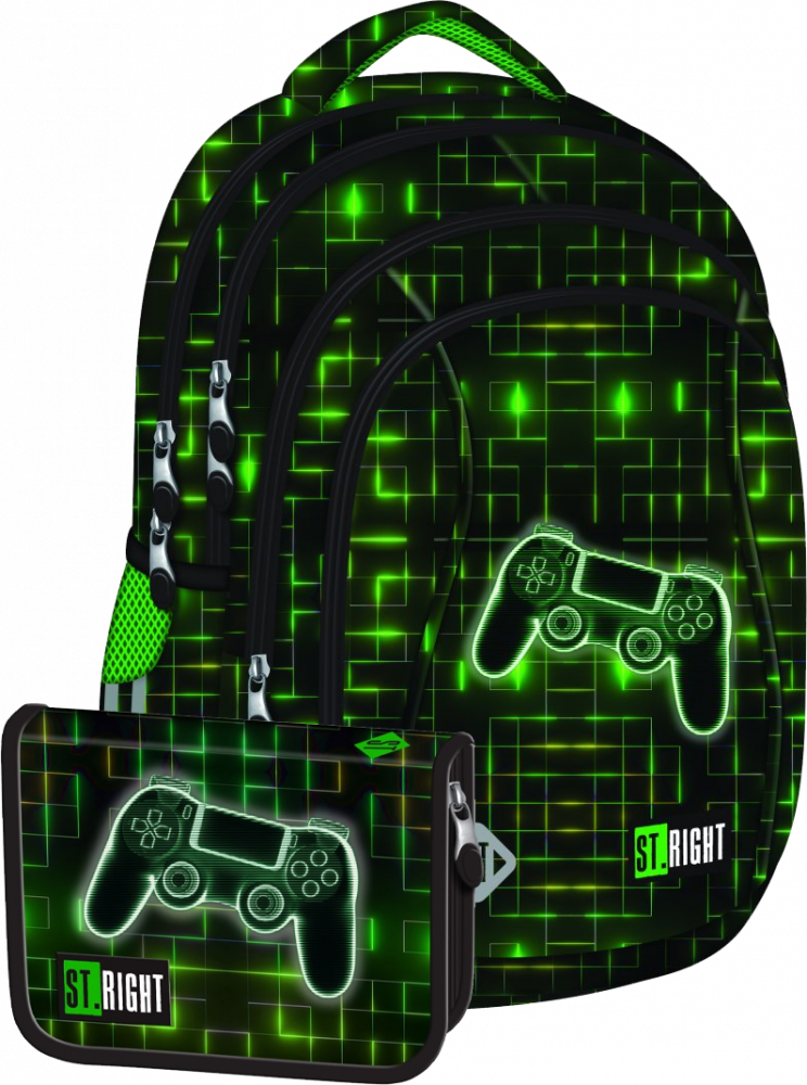 Zestaw: Plecak + piórnik St.Right Neon Pad