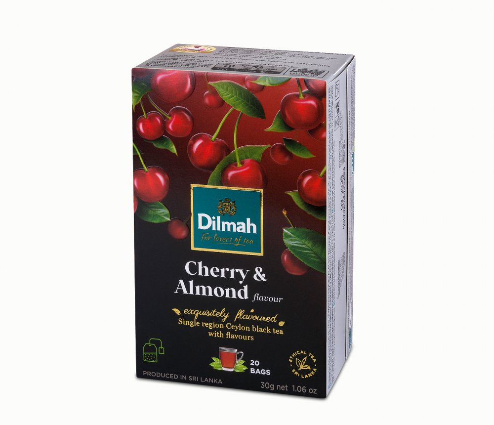 Herbata czarna aromatyzowana w torebkach Dilmah Cherry&Almond, wiśnia i migdał, 20 sztuk x 1.5g