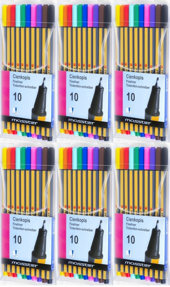 6x Cienkopis Kamet Masster, 0.4mm, 10 sztuk, mix kolorów