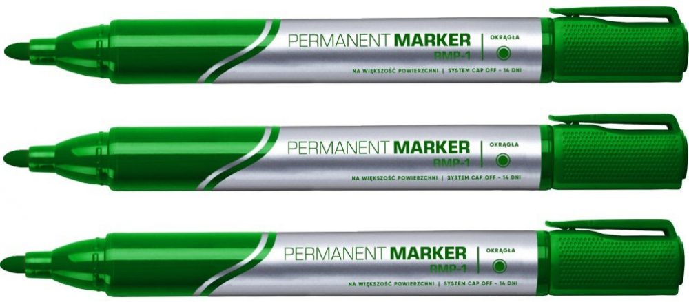 3x marker permanentny Rystor, RMP-1, okrągła, 4mm, zielony