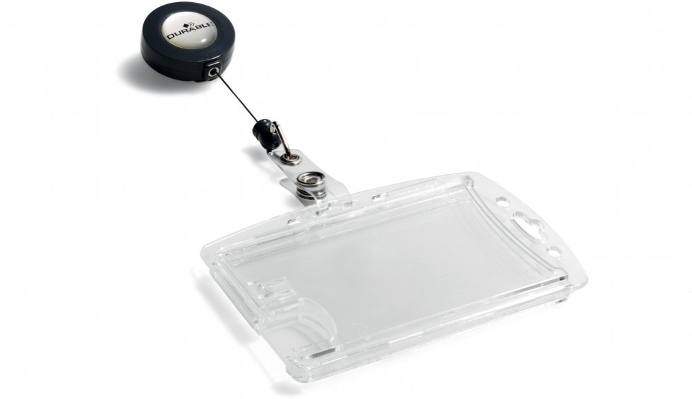 Etui na dwie karty magnetyczne Durable, z mechanizmem ściągającym, 54x85mm, 10 sztuk