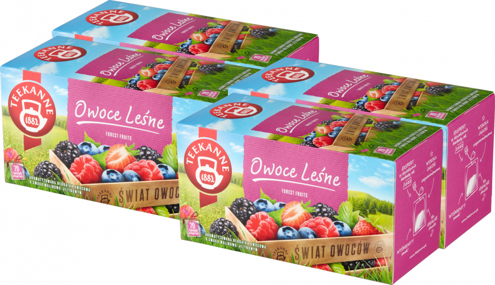 4x Herbata owocowa w kopertach Teekanne Forest Fruits, owoce leśne, 20 sztuk x 2.5g