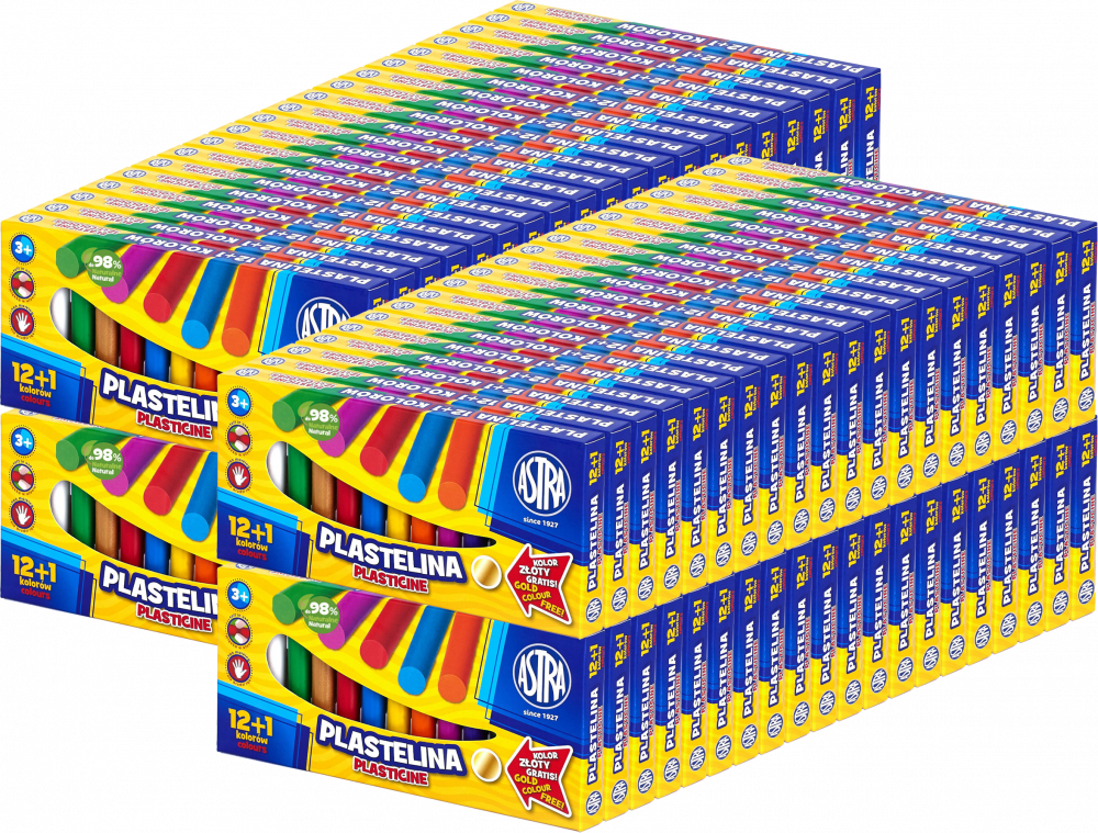 100x Plastelina Astra, 13 kolorów (12+1 kolor gratis)